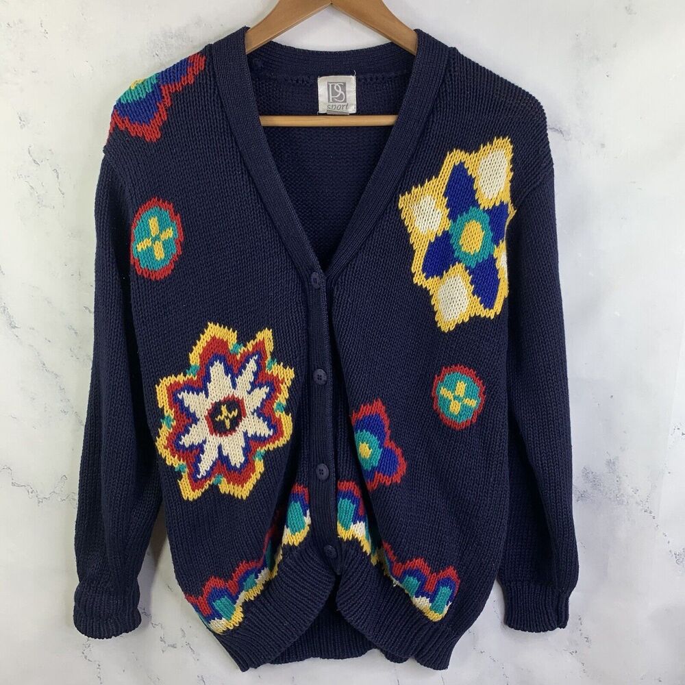 Vintage 90s Grandma Sweater Cardigan Women's sz S Small Knit Retro Cottagecore